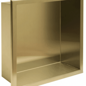 Hylde til indbygning i rustfri stål 34 x 34 cm - Børstet guld