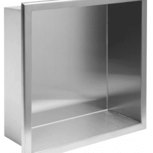 Hylde til indbygning i rustfri stål 34 x 34 cm - Børstet stål