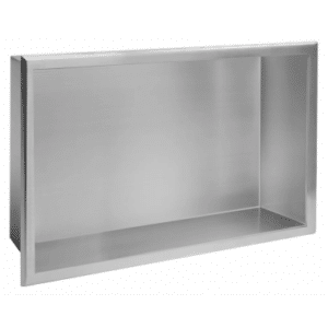 Hylde til indbygning i rustfri stål 49 x 34 cm - Børstet stål